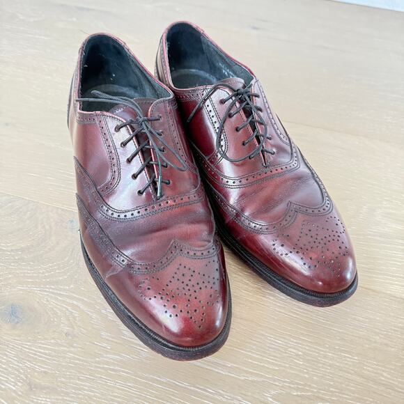 Hanover Master Flex All Leather Oxford Wingtip Burgundy Dress Shoes Mens 9.5 main image 8